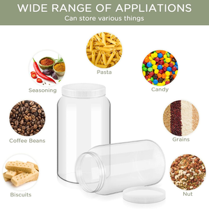 Customizable Clear Cylinder Canned Food <b>Sugar</b> Candy-Large Mouth Plastic Jars with Aluminum Lids Airtight Containers - Product Image 2