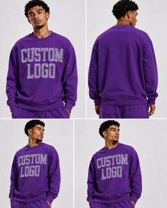 เสื้อสเวตเชิ้ตคอกลมผู้ชาย ดีไซน์ตัวอักษรประดับเพชร ทรงปกติ สไตล์ลำลองสำหรับฤดูใบไม้ร่วง ผ้าถัก 100% ผ้าฝ้าย - Product Image 4