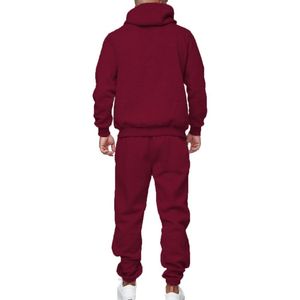 Conjunto Deportivo Personalizado de Forro Polar Borgoña para Invierno, con Sudadera con Capucha y Pantalones Jogger, para Entrenamiento en el Gimnasio, Ropa Deportiva Informal para el Tiempo Libre - Product Image 2