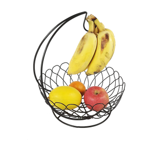 New Arrival Metal Wire Fruit Basket Bowl With Banana Holder Hanging <b>Storage</b> Rack Simple Design For Kitchen Fruit Holder - Product Image 1