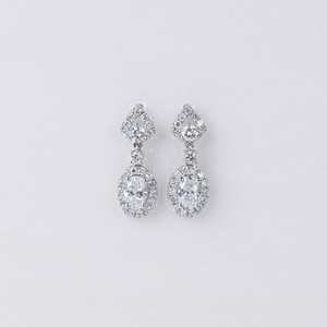 Moissanite 2CT Oval Cut Diamond Halo <b>Dangle</b> Drop <b>Earrings</b> Vintage Style with 925 <b>Silver</b> Fine Jewelry for Women's Engagement Gift - Product Image 1