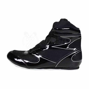 Chaussures de boxe noires à tige haute, à lacets, respirantes, en similicuir, pour l'entraînement, à prix abordable et avec service OEM ODM - Product Image 5