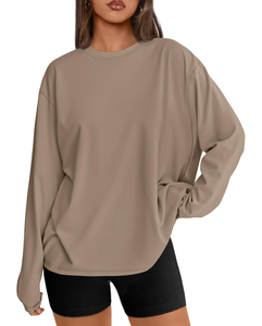 Camiseta de Manga Larga para Mujer, Cuello Redondo, Cómoda, Transpirable, Informal, con Logotipo Personalizado, Lisa - Product Image 1