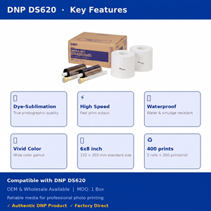 Kit de médias DNP DS620 : Papier photo brillant/lustré 6x8, 400 impressions (200/rouleau), Kit de ruban de sublimation par transfert thermique pour borne photo, 4,3 kg - Product Image 2