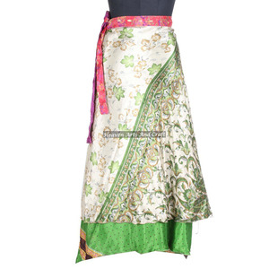 Nouvelle jupe de soirée // Jupe portefeuille réversible 2 couches pour adultes, jupe portefeuille indienne en soie multicouche - Product Image 4