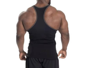 Débardeur noir sans manches pour homme, avec logo personnalisé imprimé sur le devant, respirant, en maille, décontracté, pour l'entraînement, la salle de sport et le quotidien - Product Image 3