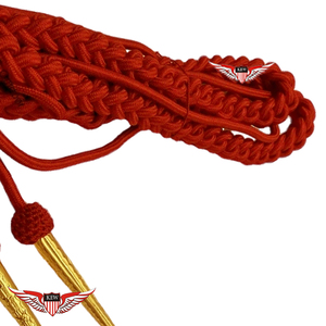 Aiguillette en soie rouge avec étiquettes dorées, cordons d'épaule, aiguillette torsadée, aiguillette à pointe dorée métallique - Product Image 2