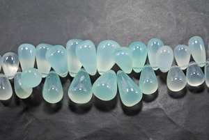 ลูกปัดหินแคลเซโดนีสีน้ำทะเลธรรมชาติทรงหยดน้ำ ลื่นเรียบ สำหรับทำเครื่องประดับแฮนด์เมด ขายส่ง - Product Image 4