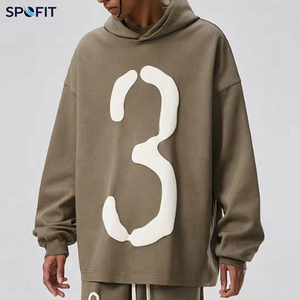 เสื้อฮู้ดโอเวอร์ไซส์ผู้ชาย SPOFIT ผ้าฝ้ายถักน้ำหนัก 320 กรัม ระบายอากาศได้ดี พิมพ์ลายตัวเลข 3 ด้านหน้า สไตล์ฤดูใบไม้ร่วง - Product Image 5