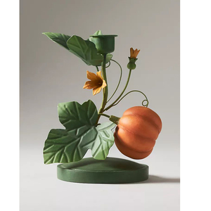 Candelabro de Metal Festivo con Diseño de Calabaza, Portavelas Creativo de Hierro para Jardín Otoñal, Ideal para Suministros de Fiesta y Bodas de Temporada - Product Image 1