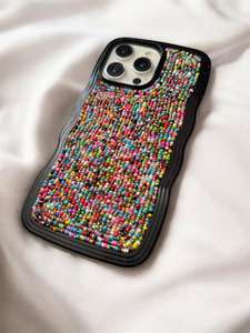 Nouvelle Coque de Téléphone Portable Personnalisable en Acier Inoxydable Faite à la Main avec Broderie de Perles, Style Bohème Luxe, Art du Fil Coloré, Motif Pizza - Product Image 2
