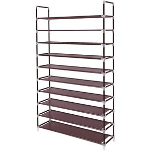 Scarpiera Moderna a 10 Ripiani in Tessuto Non Tessuto, Montaggio Semplice con Maniglia, Nera - Mobile Regolabile per la Conservazione delle Scarpe - Product Image 2