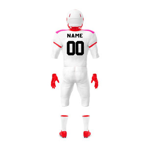 Conjunto de Uniforme de Fútbol Americano Personalizado para Hombre, Jersey Sublimado Blanco, Rosa y Rojo, Pantalones, Guantes, Calcetines, para Todas las Temporadas, Absorbe la Humedad - Product Image 3