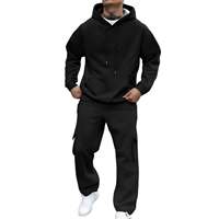 Vente d'usine : Ensemble 2 pièces pour homme – Survêtement tendance en polaire avec sweat à capuche et pantalon cargo jogger oversize avec poches