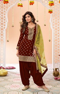 Salwar Kameez Patiala de Viscosa Bordado, Semi-Cosido, para Mujer, Estilo Moderno, Secado Rápido, para Bodas, Fiestas y Diwali - Product Image 3