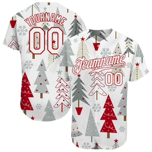 เสื้อเบสบอลคริสต์มาส 3 มิติ สีเทา-ขาว-แดง พิมพ์ลายโลโก้ตามสั่ง สำหรับเทศกาล  ขายแล้ว - Product Image 1