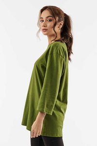 T-shirt en coton surdimensionné personnalisé pour femme, coupe ample décontractée, col rond, grande taille, vente en gros - Product Image 4
