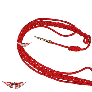 Cordon d'aiguillette rouge tressé pour défilé avec embout en laiton, cordon d'aiguillette rouge avec embout en laiton - Product Image 2