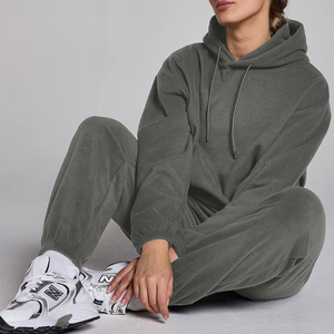 Sweat-shirt à capuche surdimensionné en coton épais de qualité supérieure pour femme, épaules tombantes, manches longues, personnalisable, idéal pour l'hiver - Product Image 4
