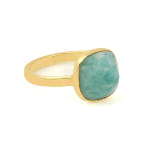 RJR0062 amazonita piedra preciosa eternidad Vermeil anillo fino 10mm cojín bohemio 925 joyería de plata esterlina regalo para mujeres - Product Image 1