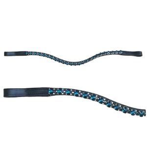 Grand bracelet de sourcil de cheval en cristal de verre de 10 mm avec bride de cheval en cuir équestre de couleur bleu hématite Adams - Product Image 1