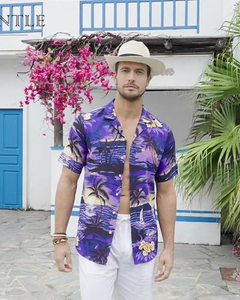 <b>Men</b> Modern <b>Shirt</b> Short Sleeve Tropical Print <b>Beach</b> Casual Button Down Summer Vibrant Colorful Floral Top top <b>shirt</b> <b>mens</b> summer - Product Image 2