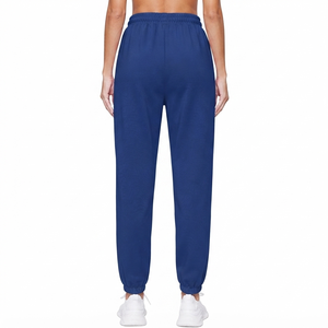 Pantalon de jogging décontracté bleu pour femme, taille haute, en molleton léger, avec ceinture élastique, pour le sport et la détente, coupe ample - Product Image 2