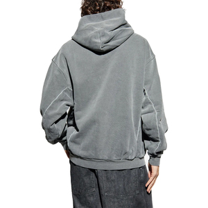 Sweat-shirt à capuche en velours de haute qualité pour homme, couleur gris, manches longues, style décontracté, avec poches - Product Image 3