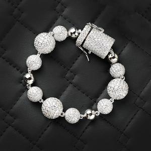 Pulsera Unisex de Plata de Ley 925 con Moissanita VVS Color D, Engaste de Garra Chapado en Oro, Diseño Bola de Discoteca, 16mm, Pasa Prueba de Diamante - Product Image 4