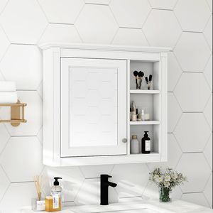 Moderno Armadietto da Bagno a Parete 30 X 28 con Specchio, Mensole per Stoccaggio, Mobile Contemporaneo da Bagno - Product Image 2