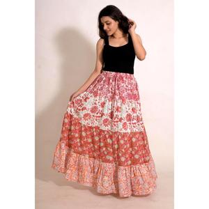 Handmade Breathable Eco-Friendly Cotton <b>Patchwork</b> Wrap Long Maxi <b>Skirt</b> Boho Festival Indian Hippie Casual Women's Clothing - Product Image 2