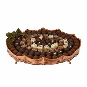 Plateau décoratif en cuivre plaqué pour chocolats, bonbons et desserts, design élégant, pour occasions et événements festifs - Product Image 5