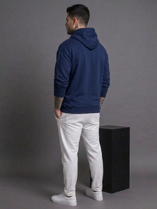 Unisex <b>Navy</b> Blue Eco-Friendly Hoodie with Pocket Regular Fit Cotton French Terry Casual Streetwear <b>Sweatshirt</b> Winter Wear - Product Image 3