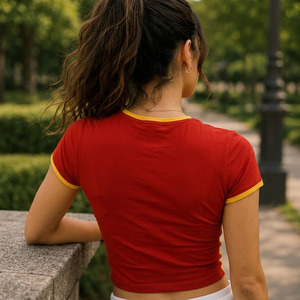 Camiseta Corta Personalizada con Bandera de País para Mujer, Estilo Y2K, Tejido de Poliéster y Spandex, Anti-Pilling, Ajustada - Product Image 4