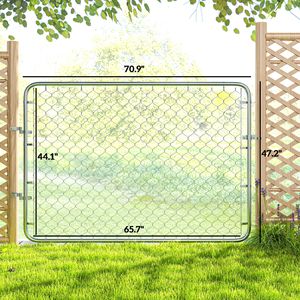 Cancello da Giardino in Acciaio Zincato da 7 Piedi, Recinzione a Catena per Ingresso Cortile, Facile da Montare, Argento, 47,2" X 70,9" - Product Image 3
