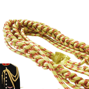 Aiguillette d'uniforme rouge et dorée, cordon métallique rouge et doré, aiguillette britannique, cordon métallique tressé doré avec laiton - Product Image 3