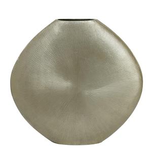 Vase de luxe plat en forme de globe, à rainures radiales, couleur peltine métallisée, avec motif étoilé abstrait, pour console - Product Image 1