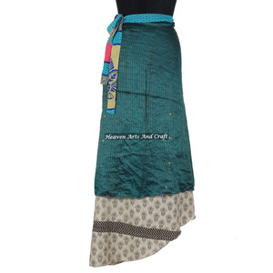 Ladies Long <b>Skirt</b> Open Waist <b>Wrap</b> Around Stylish 2 Layer Reversible Magic Silk Saris <b>Wrap</b> Long Silk <b>Wrap</b> Around <b>Skirts</b> Brazil - Product Image 4