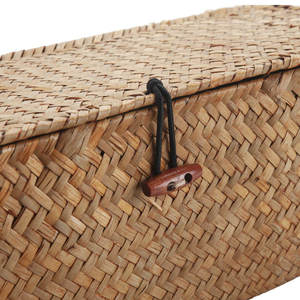 Small Rectangular <b>Seagrass</b> <b>Storage</b> <b>Basket</b> with Dividers and Lid Natural Color Woven Organizer for Easy Organization - Product Image 6