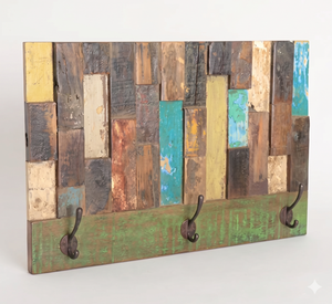 Porte-manteau mural en bois de récupération rustique, support décoratif en bois recyclé pour couloir, porte-clés, vente en gros, mobilier de décoration intérieure - Product Image 2