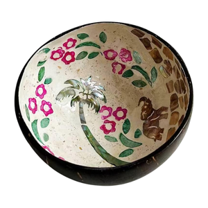 Bol en noix de coco laqué traditionnel du Vietnam - Motif incrusté de coquillages - Souvenir culturel - Product Image 1