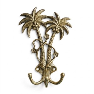 Brass New Palm Tree Decorative <b>Hooks</b> <b>Wall</b> Mount <b>Key</b> Rack and Towel <b>Hook</b> Metal Plant Pattern for Bathroom and Clothing Use - Product Image 1