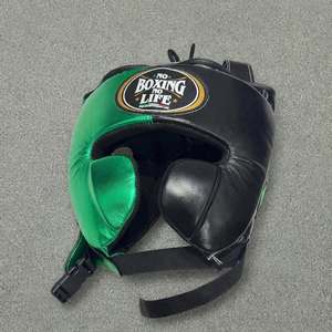 No Boxing No Life Boxing Gear Set <b>Green</b> Black Leather Head Guard Groin Protector <b>Lace</b>-up Boxing Gloves Adult Sparring Equipment - Product Image 3