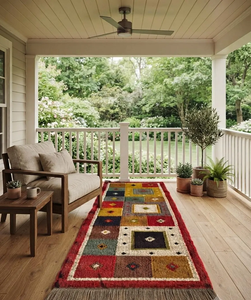 Colorful Southwestern Kilim Handwoven Wool Jute <b>Runner</b> <b>Rug</b> Geometric Patchwork Boho Tribal Hallway Entryway Custom Size Carpet - Product Image 4