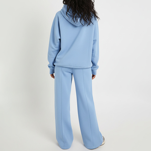 Hot Selling 100% Cotton Heavyweight Hoodie & Straight Leg Jogger <b>Set</b> Two Piece Casual Wear Solid Color Warm Winter Sweatsuit - Product Image 3