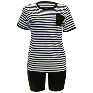 Ladies Casual Colorblock Biker Shorts Romper Short Sleeve Skinny One Piece Jumpsuit for Women - Product Image 3