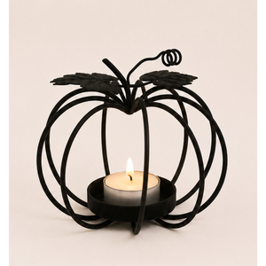 Matte Black Iron Pumpkin Candle Holder for Halloween and Table Decor Wrought Iron Pumpkin Shaped Tealight Stand Low Price - Product Image 5