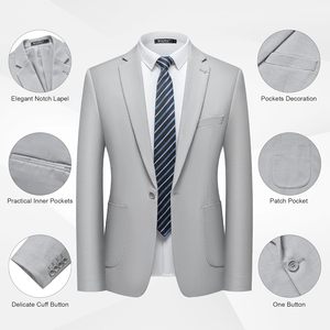 Conjunto de Esmoquin de 2 Piezas para Hombre 2025, Corte Entallado, Chaqueta Blazer con un Botón y Pantalones para Bodas, Fiestas y Negocios, Estilo Elegante - Product Image 5
