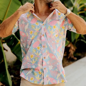 เสื้อเชิ้ตฮาวายชาย คอจีน ลายพิมพ์ สวมใส่สบาย ระบายอากาศได้ดี ผ้าลินินสั่งทำพิเศษสำหรับฤดูร้อน ODM ลดราคา - Product Image 4