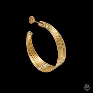 Boucles d'oreilles PRAO Bold & Gold Layered Hoops anti-ternissement Fashion - Product Image 1